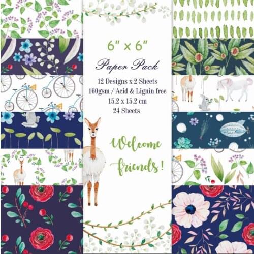 DIY welcome friends style Scrapbooking paper pack of 24sheets handmade craft paper craft Background pad