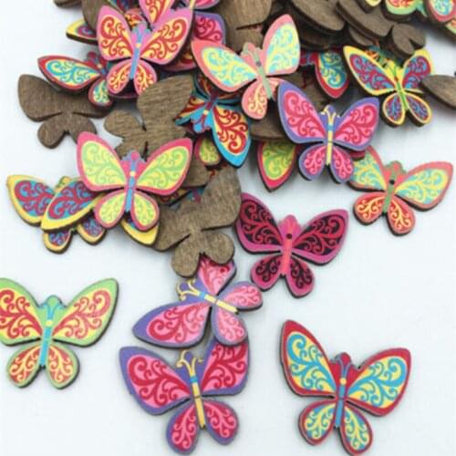 DIY 100pcs FREE Mix exquisite butterfly Wood Scrapbooking Decorative Crafts 25mm