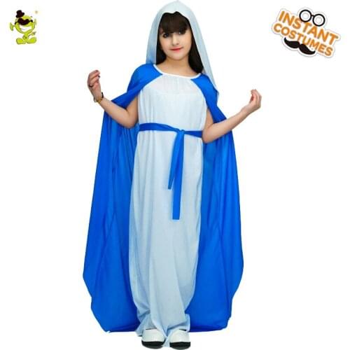 Girl Princess Cosplay Costume Child Halloween Party Costumes Kids Blue Noble Goddess Princess Dress