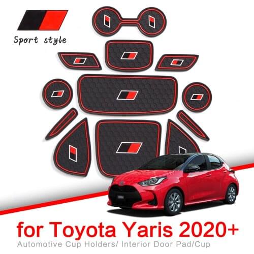 For Toyota Yaris 2020 2021 Anti-Slip Gate Slot Cup Mat for Hybrid GR Sport Style Modification Accessories Pad