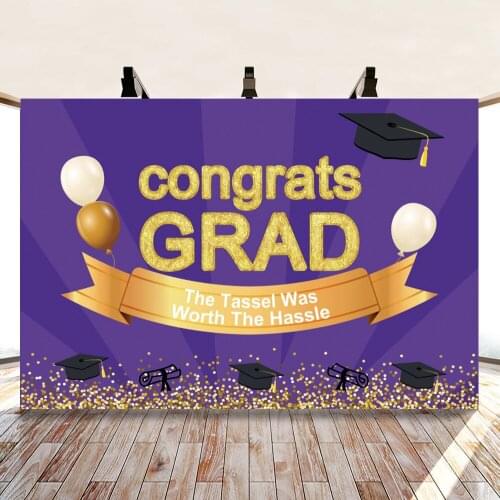 Happy Graduation Themed Carnival Celebration Party Backdrops Photo Background Decorations for Students Photography Props