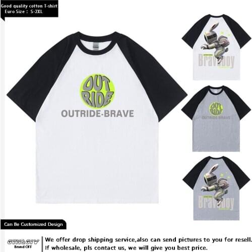 Hip hop trend astronauts printing short sleeve T-shirt man trend loose cotton shirts with short sleeves spring and summer