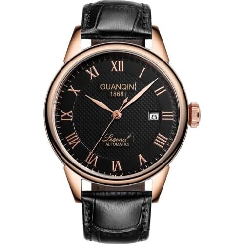 Guanqin GQ008815 Automatic Waterproof Mens Watches Top Brand Luxury Mechanical Leather Resistant Wrist Watch Relogio Masculino