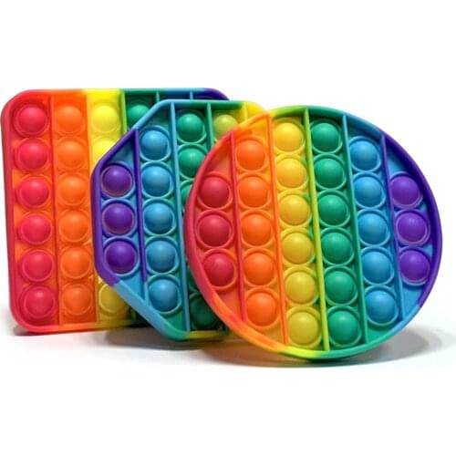 Push Bubble Sensory Anti Stress Fidget Toys Silicone Rainbow Color Heart Unicorn Peguin Pop Squeeze Reliever Stress Anxiety Toys
