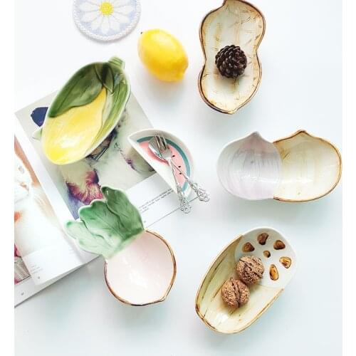 Creative Cute Pineapple Ceramic Tableware Household Plate Snack Plate Bowl Salad Fruit Plate Cutlery Set