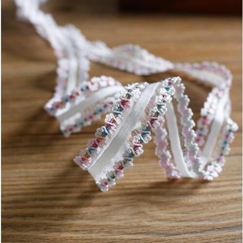 5 Meters 2cm Width Colored Crocheted Polyester Lace Trim For DIY Sewing Curtain Craft Decorative Elastic Lace Fabric Ribbon