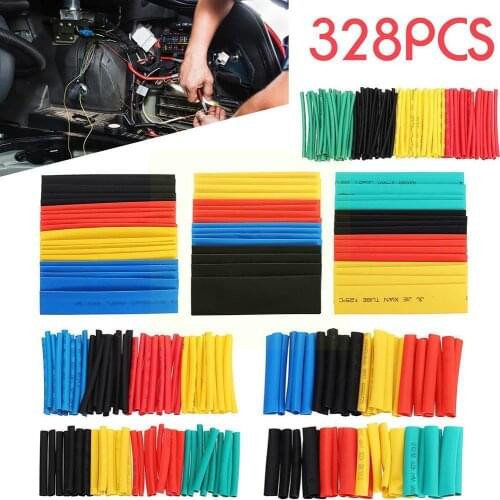 Hot 328pcs Car Assorted Electrical Cable Heat Shrink Protection Cable Tube Insulation Sleeve Automobile Shrinkage Thermal S C7C0
