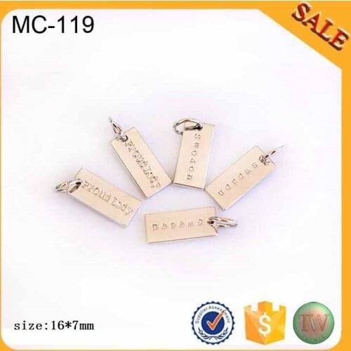 MC119 Newest Custom Handbag Metal Tags For Garments, Shopping Bags