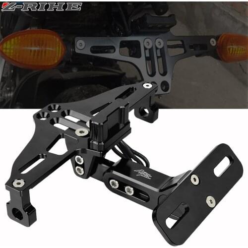 Motorcycle License Number Plate Frame Holder Bracket Adjustable Angle with LED Light For Honda CRF1000L CRF 1000L Africa Twin