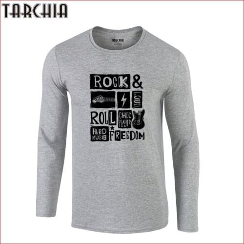 TARCHIA 2021 Homme Slim Fit Brand Mens T-Shirt New Rock Festival Poster Cotton Tops Men Tee Long Sleeve Fun Autumn Print Shirt