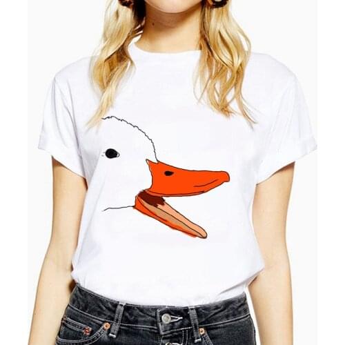 Cute Duck Print Women tshirt Casual Funny t shirt For Lady Girl Top Tee Hipster 5 colors Short Sleeve O-Neck Womens clothing