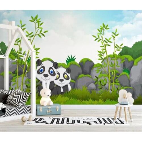 Custom photo wallpaper for walls 3 d murals wallpapers Modern cartoon panda forest living room background wall paper mural decor
