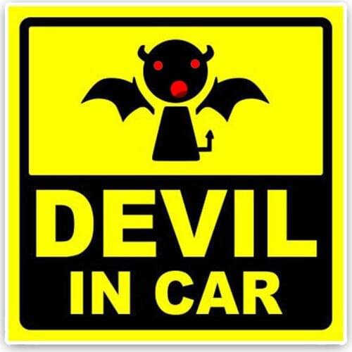 Warning Sign Car Sticker Cartoon DEVIL IN BABY Decoration Colored Decals 14cm*14cm