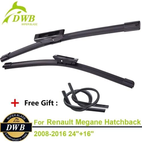 2PCS ECO Wiper Blades for Renault Megane Hatchback 2008-2016 24"+16", Free 2pcs Rubbers, High Quality ISO9001 Natural Rubber