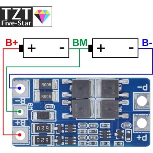 TZT 2S 10A 7.4V 18650 lithium battery protection board 8.4V balanced function/overcharged protection Good