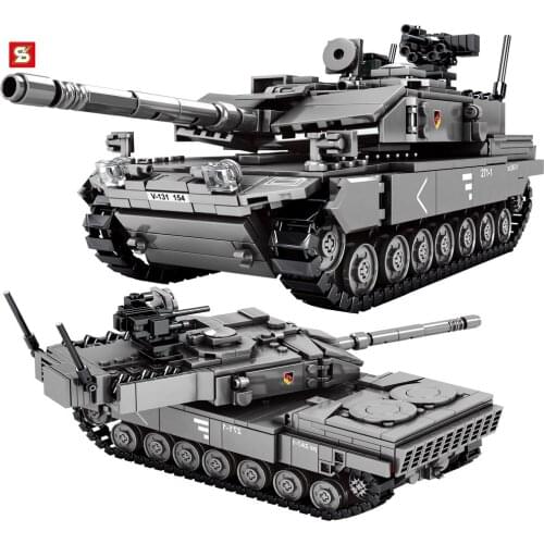 BZDA Military Panzer Tank Series Leopard 2A7 MainBattle Tank Model Building Blocks WW2 Soldiers Figure Bricks Toys For Boys Gift