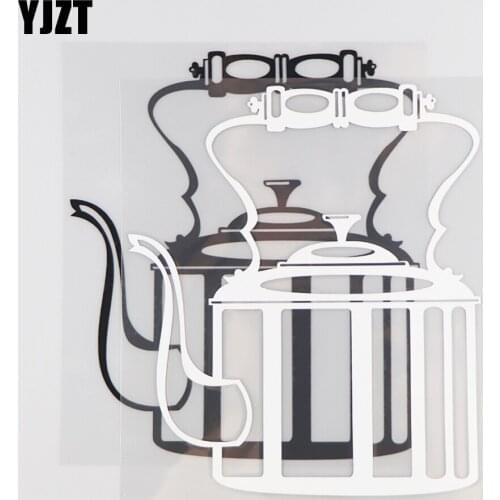 YJZT 12.9×15CM Fun Kettle Car Sticker Cartoon Decoration Vinyl Decal Black/Silver 20D-0123