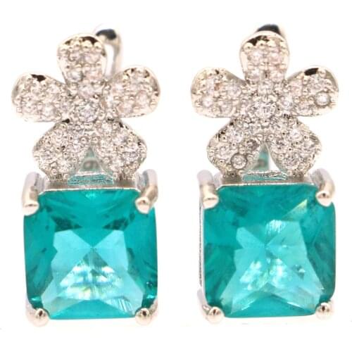 17x9mm New Statement Jewelry Created Blue Aquamarine Bright Cubic Zircon for Women Earrings Wedding Fashion Eye Catching