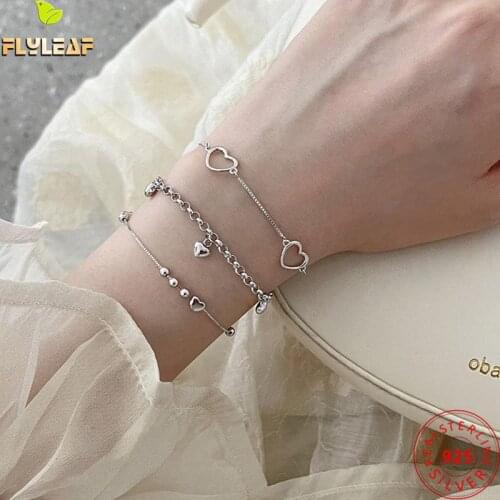 925 Sterling Silver Heart Bead Bracelet Can Be Multi-layered INS Trend Simple Bracelet Female Fine Jewelry