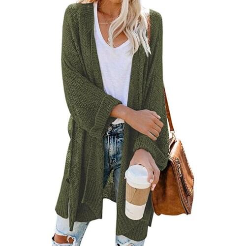 Plus Size Womens Autumn Spring Long Sweaters for Women Fad Solid Knitted Loose Female Cardigans Open Stitch Casual Outwear
