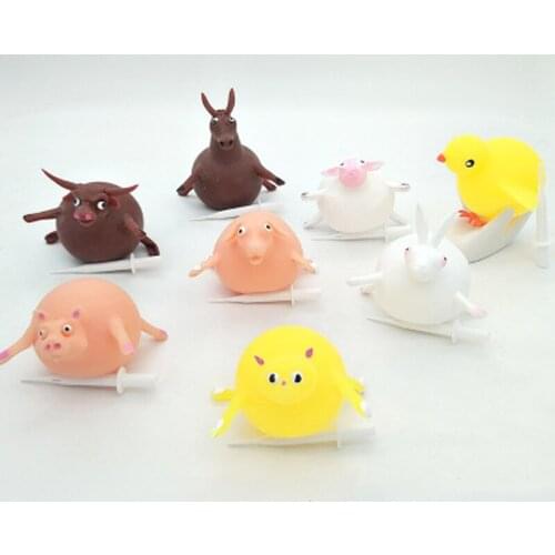 1Pcs TPR cute animal blowing toy ball squeeze vent toy Soft Rubber Inflatable Ball chicken cat model for kids funs/adult vent