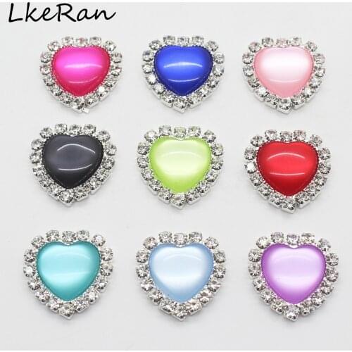 10Pcs 18mm Heart Resin Pebbles Rhinestone Buttons Flat Back Embellishments For Craft DIY Making Jewelry Decoration Accessories
