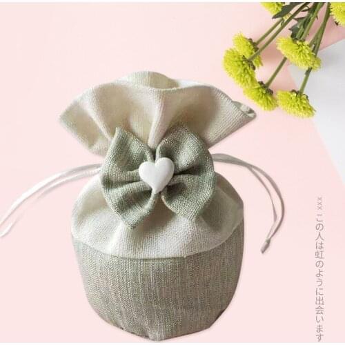 10pcs kawaii cotton gift pouches with flower thicken wedding candy boxes drawstring bags jewelry gift display packing bags decor