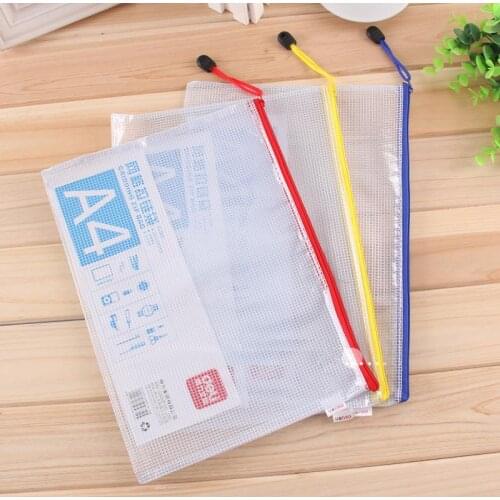 5Pcs PVC Transparent Grid Documents Bag A4 Zipper Filer Business Trip Office Meeting School Test Paper Home Storage Bag 5654