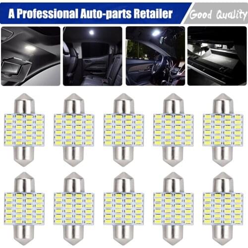 10 Pieces LED Bulb 31mm DE3021 DE3022 DE3175 White 6000K 3014 Chipset For Car Interior Map Dome Door Trunk Light