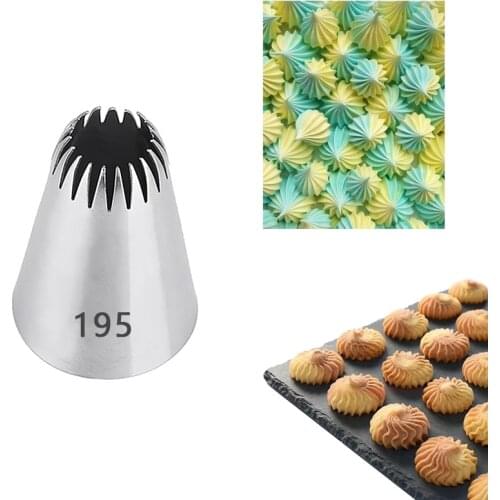 #195 Cake Decorating Nozzle 304 Stainless Steel Icing Baking Pastry Tools Pastry Flower Mout Straight 6-Tooth Cream Nozzle