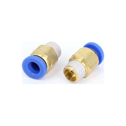 2 Pcs 6mm Hole 1/8BSP Thread Straight Push in Tube Pneumatic Quick Fitting