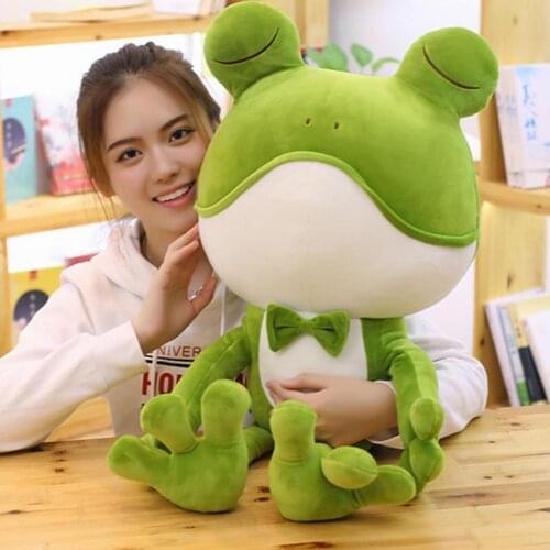 38/55 cm Lovely Cartoon Animal Stuffed Doll Cartoon Skin-friendly Colorful Green Frog Plush Doll Ornament for Bedroom