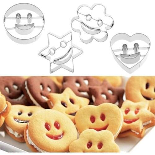 4Pcs DIY Star Heart Cookies Cutter Mold Baking Biscuit Cake Molds Fondant Sugarcraft Cookie Bakeware Kitchen Decorating Tools