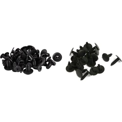 40 Pcs Car Bumper Fender Black Plastic Rivets Fasteners 6Mm Hole & 4.8Mm Hole