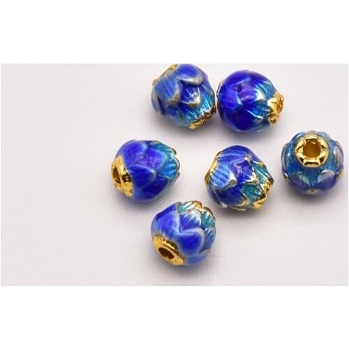 5 Pcs/Lot 5.5mm Cloisonne Style Lotus Round Beads Handmade Loose Beads Bulk Items Wholesale Lots Jewelry Accessory JA0287