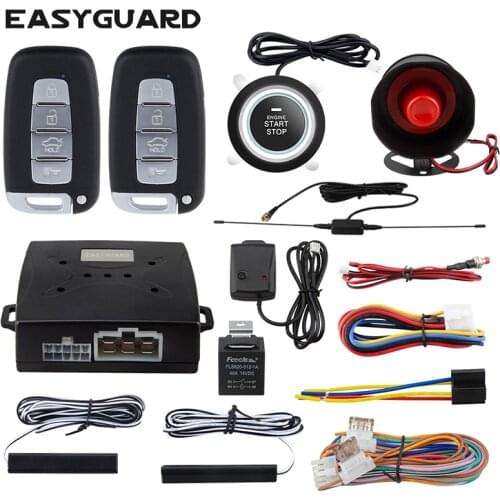 EASYGUARD ec003-k-ns Car Alarm System Push Button Start Remote Engine Start Shock Warning PKE Passive Keyless Entry