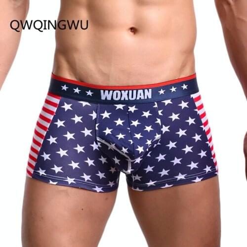 Sexy Underwear Men USA Flag Boxers Stripe Breathable Boxer Star Jockstrap Bermudas Masculina De Marca Sexy Boxer Shorts Trunks