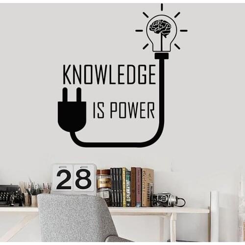 Brain Idea Wall Decal Knowledge Is Power Motivational Quotes Door Window Vinyl Stickers Study Room Classroom Interior Decor E028
