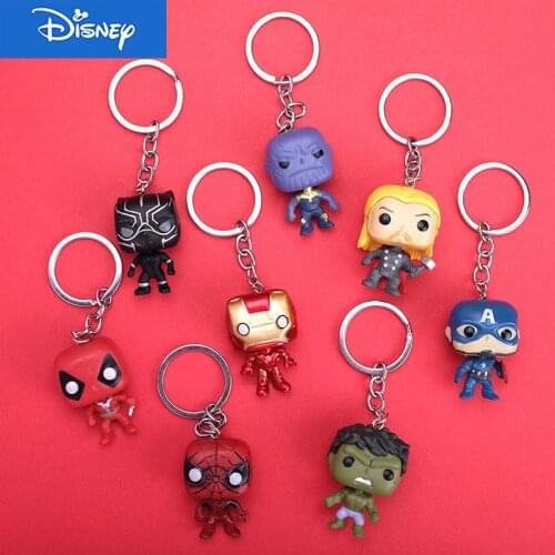 Disney Fashion Creative Marvel Keychains Avengers America Captain Iron Man Spiderman Key Chain Women Bag Pendant Keyring