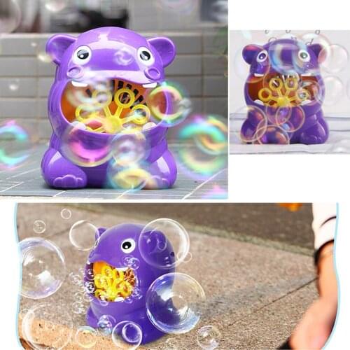 Kids Bubble Gun Machine Toy Cute Hippo Electric Automatic Soap Water Bubble Machine Blower Maker Party Music Outdoor Kids Toy