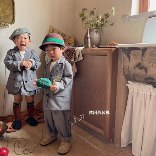 Childrens pants 2021 autumn new Korean boys and girls pure color college suit pants cross border childrens pants