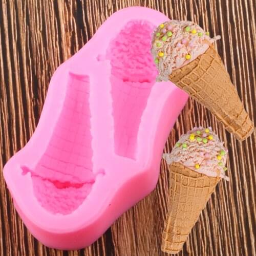 Ice Cream Cone Fondant Mold 3D Silicone Polymer Clay Molds DIY Baby Birthday Party Cake Decorating Tools Chocolate Candy Moulds