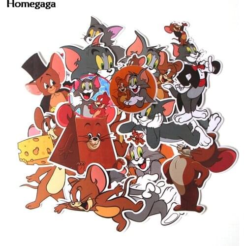 Homegaga 17pcs cat and mouse cartoon pasters diy cosplay print notebook phone laptop bicycle scrapbooking decals stickers D2011