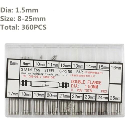 1.5mm 360PCS Watch Repair Tool Leather Watch Band Strap Connection Spring Bar Stainless Steel Watchband Link Pins