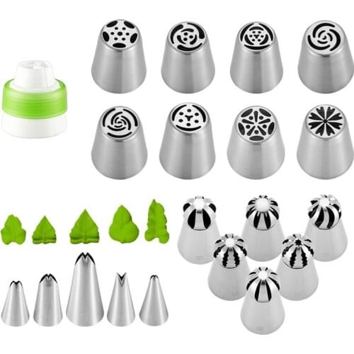 Cupcake Cake Decorating Tools Pastry Russian Icing Piping Tip Flower-shaped Nozzles Shapes of Flower and Leaf Tips for Baking