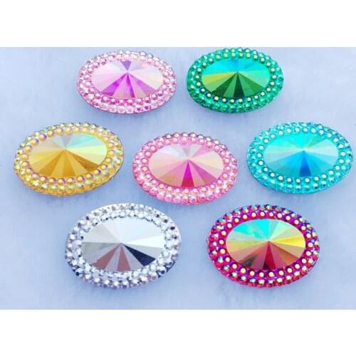 18*25mm Resin Cabochon Rhinestones Oval Flatback Embellishments 15PCs DIY Jewelry Craft Fine Garment Finding Accessories
