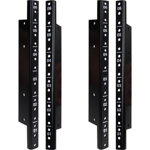 Sound Town 4-pack 6U Steel Rack Rails with Black Powder Coated Finish and Screws (ST-RR-06UX2)