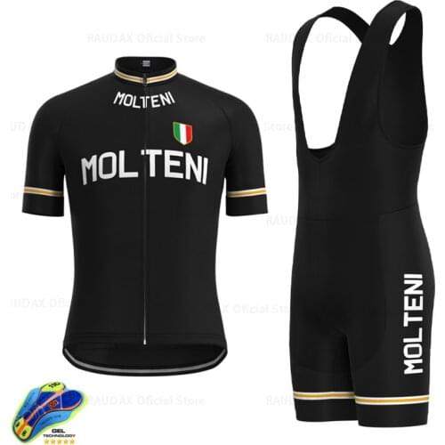 Mens Retro Black Cycling Jersey Set Short Sleeves Clothing Suit Quick-drying Summer Outdoor Sportswear Maillot Ciclismo Hombre