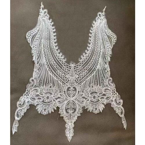 La Belleza beautiful large piece handmade pearls crystal Rhinestone patch wedding dress applique accessories or without beading