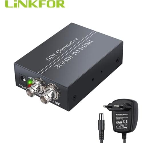 LiNKFOR SDI To HDMI-compatible Converter 3G/HD/SD-SDI In HDMI-compatible SDI Loop Out Converter Adapter Stereo Audio De-embedder